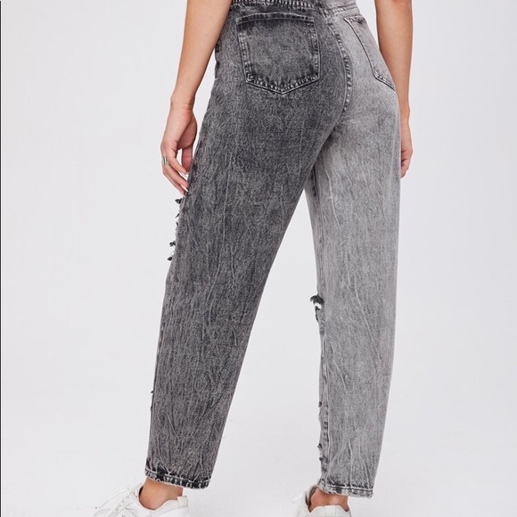 Large Shein Womens High Waisted Distressed Mom Jeans Colorblock Ripped High Rise - Picture 5 of 13